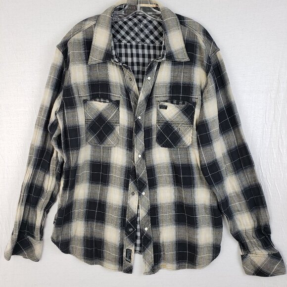 TOKYO FIVE The Way Plaid Shirt Snap Button Up Gauze Double Layer size 2XL Casual - Picture 1 of 13
